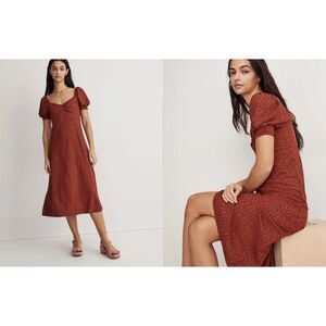 Madewell Sweetheart Puff Sleeve Midi Dress in Carmine Floral
